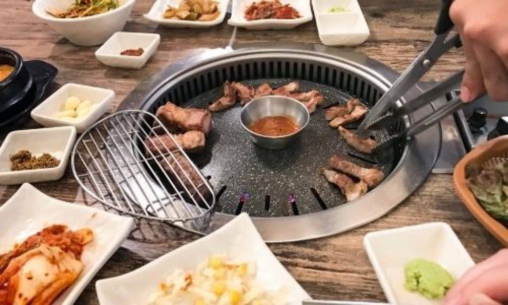 table with built in bbq